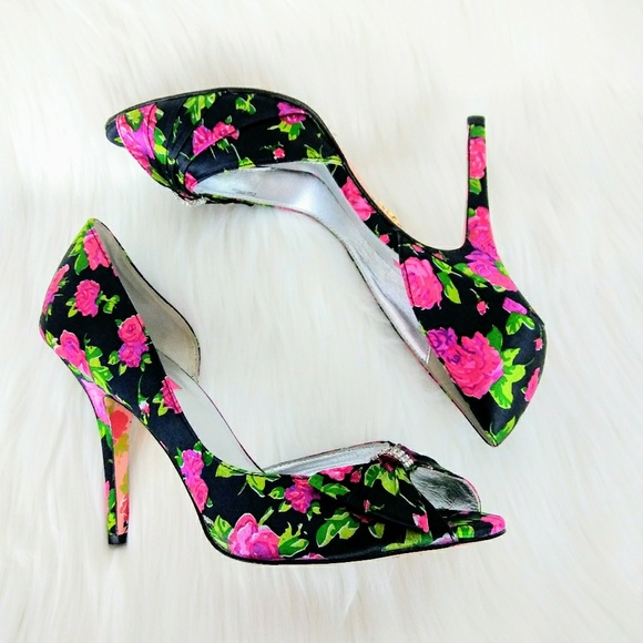 BETSEY JOHNSON Floral High Heels 10M - Picture 5 of 5